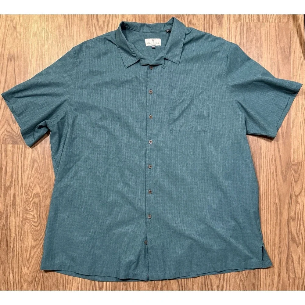 Oak Hill by DXL Big & Tall Solid Camp Shirt - Fanfare Color Mens 2XLT - Picture 4 of 4